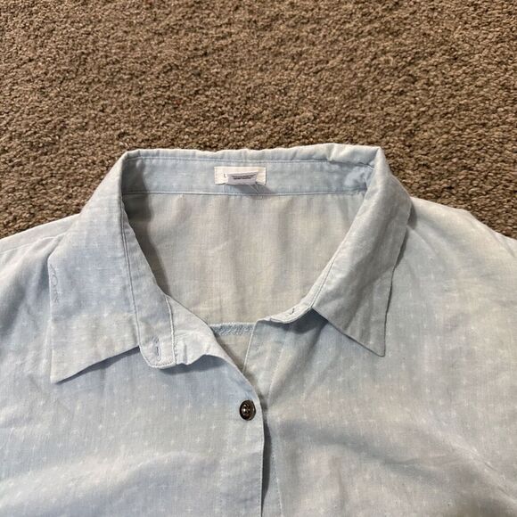 Lime Blue Lightweight Shirt Womens Large‎ Chambray Long Sleeve Button Down Tunic - Picture 4 of 10